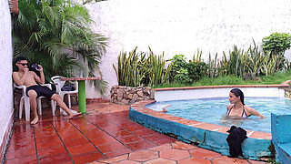 I Fuck My Latina Stepmom in the Bathroom of My House After Fucking Together in the Pool Real Amateur Sex