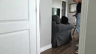 55 year old stepmother almost caught me masturbating my big dick