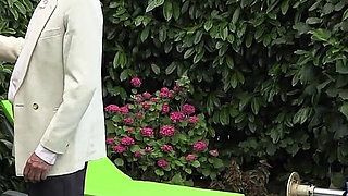 Busty French MILF in Garden Foursome