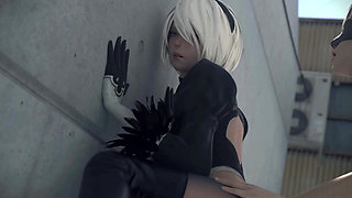 2B and 9S fucking outside 3D Hentai Uncensored