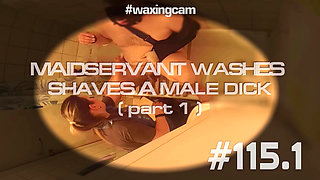 (part1) Maidservant Shaves a Male Dick
