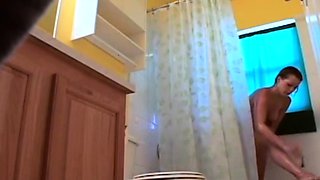 Stepdaughter 21 shaves pussy in shower (voyeur)