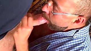 Chubby Bear Blows a Big Cock