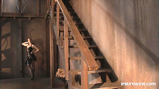 Mr. Marcus leads MILF Flower Tucci down to the sex dungeon