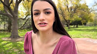 Sexy brunette teen outdoor masturbation