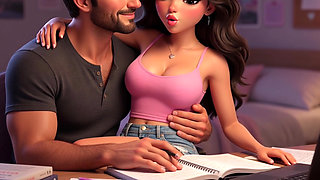 Stepfather helped stepdaughter with homework and fucked her hard