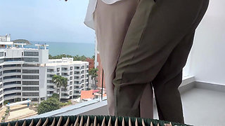 Public sex of lesbians on the beach