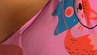 Taboo Stepdaddy Fuck Stepdaughter in Pigtails and Long Huge Socks and Kitty Panties POV and Cum on Her Pink Panties