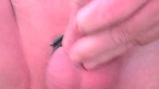 Grandpa Sits in the Armchair and Plays with His Cock with a Dildo in His Ass