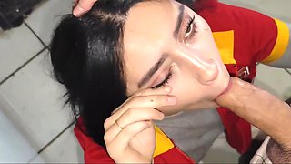 Hot big booty Latina cashier girl fucks with her store's boss amidst the shelfs with products