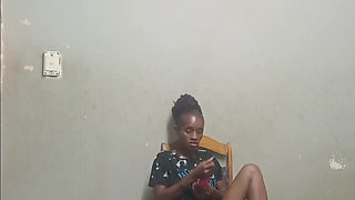 Hot Whore Play with Pussy & Vibrator on Chair in Purple High Heels