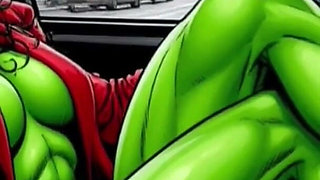Horny Bitch Gets Her Dose of Sexual Pleasure in a Taxi. Cartoon Comic