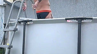 Three Guys Fucked a Sexy Girlfriend After a Pool Party - She Loves It When Cum Runs Down Her Face