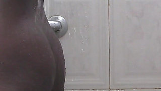 Beautiful Ebony with Small Titis Taking Shower