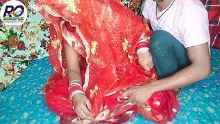 Fast time desi honeymoon video hindi audio Claire Vaise in red saree and blouse having fun