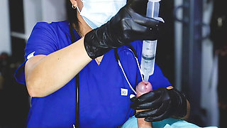 Femdom Nurse Milks & Sounds My Cock - DominaFire Medical Exam