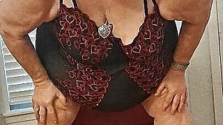 BBW Mature Redhead Nurse Vicki Models Lingerie