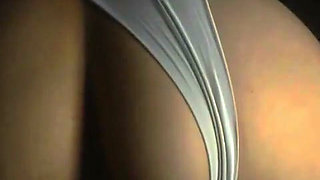 Stepson Managed to Record Stepmother with Her Panties Pulled to the Side in the Dark of the Bedroom, Doggy-style