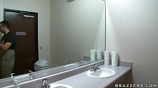 Impressive silicone tits babe Britney Amber fucked in the toilet