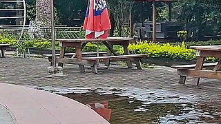 Sperm Floating in the Pool, Hard Sex in the Water, Double Orgasm.