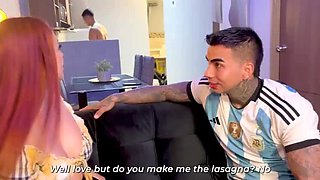 Best Friend's Girlfriend Blowjob & Doggystyle - Latina MILF Cheats with Tattooed Guy in Living Room Cuckold