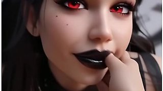 Brunette Vampire With Red Eyes Finger Suck, Passionate Blowjob & Smiling Cowgirl Anal Ride - Car Toon
