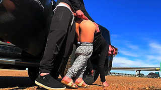 Busy Roadside Sex and Hotel Balcony Blowjob