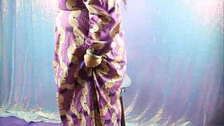 Behind the Scenes with Haydee Rodriguez -purple Stockings Gold High Heels