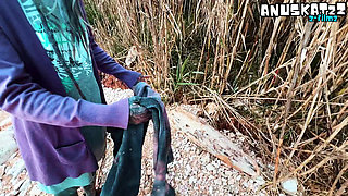 Outdoor BJ and Facial Slut Takes a Load in Public