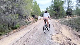 Riding Dildo on Bike+pee
