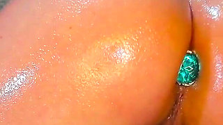 Naked Oiled Solo Buttplug Ass Dildo Fuck Oiled Feet to Explosive Cum
