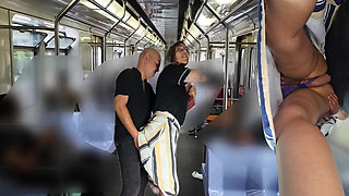 Rubbing himself during the subway ride under her skirt.