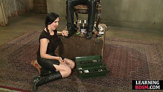 Hard-Tied Asian Babe Faces Dungeon BDSM in Loving Session