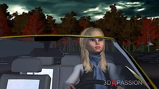 A magnificent teenager blonde gets banged hard by a fire demon in the dungeon space