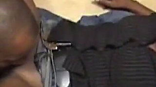 Black Housewife Gets Her Mouth and Pussy Fucked by Her Husband's Big Hard Cock