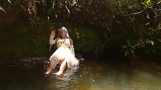 Forest nymph taking a peaceful bath