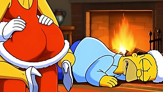 Santa Claus Fucks Married Housewife Marge Simpson on Christmas Day